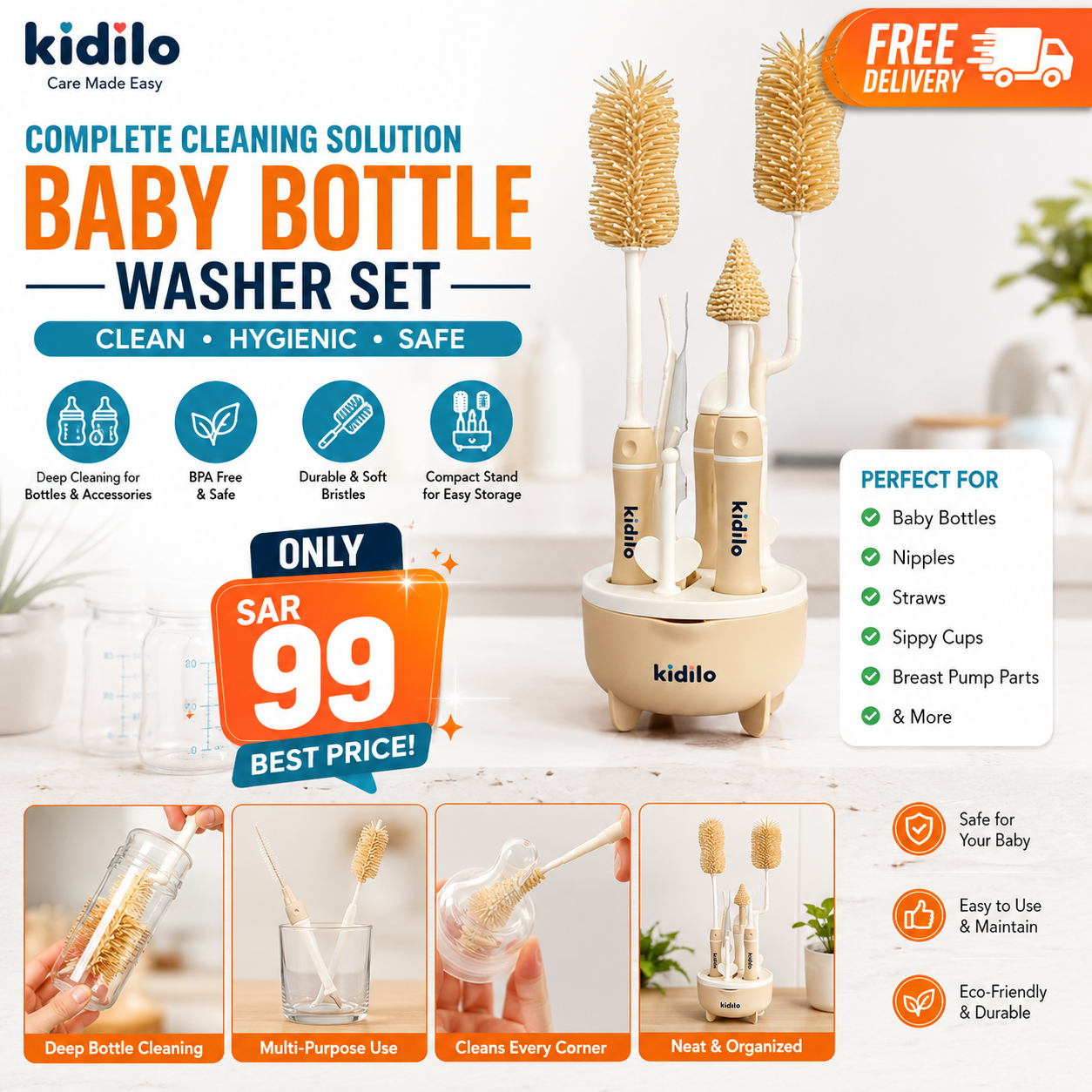Kidilo - Bottle Brush Set
