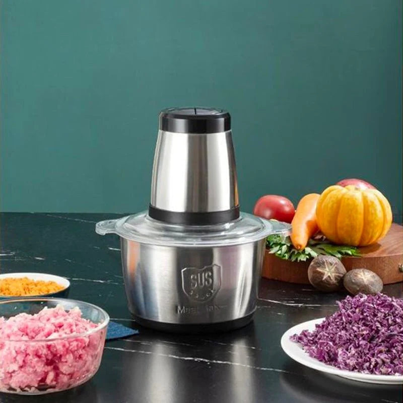 Multifunction Electric Food Chopper 500W – 4 Stainless Steel Blades, 2-Speed Vegetable, Meat & Nut Processor